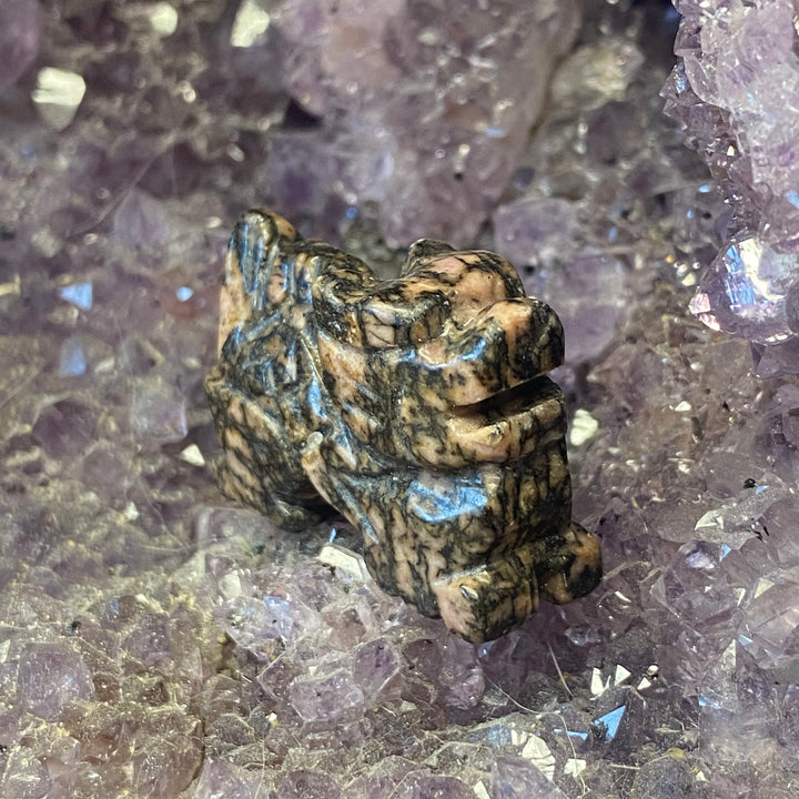 Rhodonite Dragon Carving — Soft Courage &amp; Heart Led Power