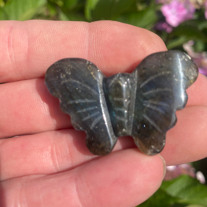 Labradorite Butterfly Carving — Blue Flash &amp; Quiet Magic