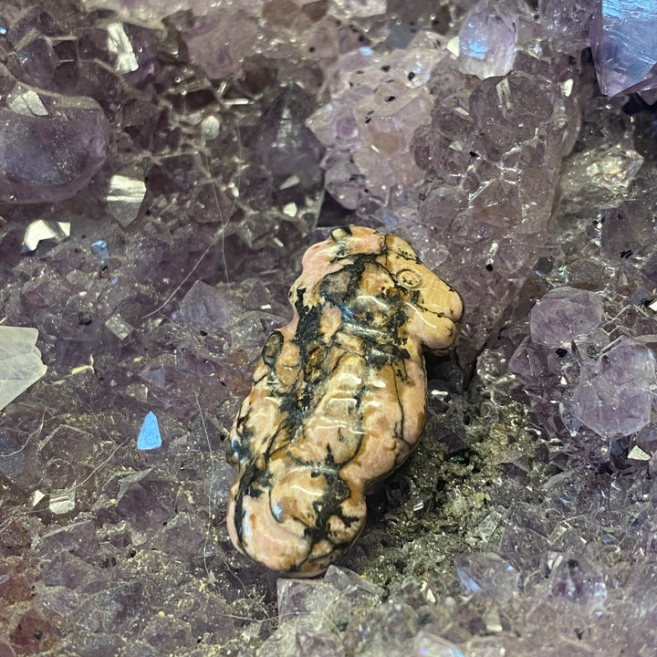 Rhodonite Seahorse Carving — Peaceful Strength &amp; Serene Heart Energy