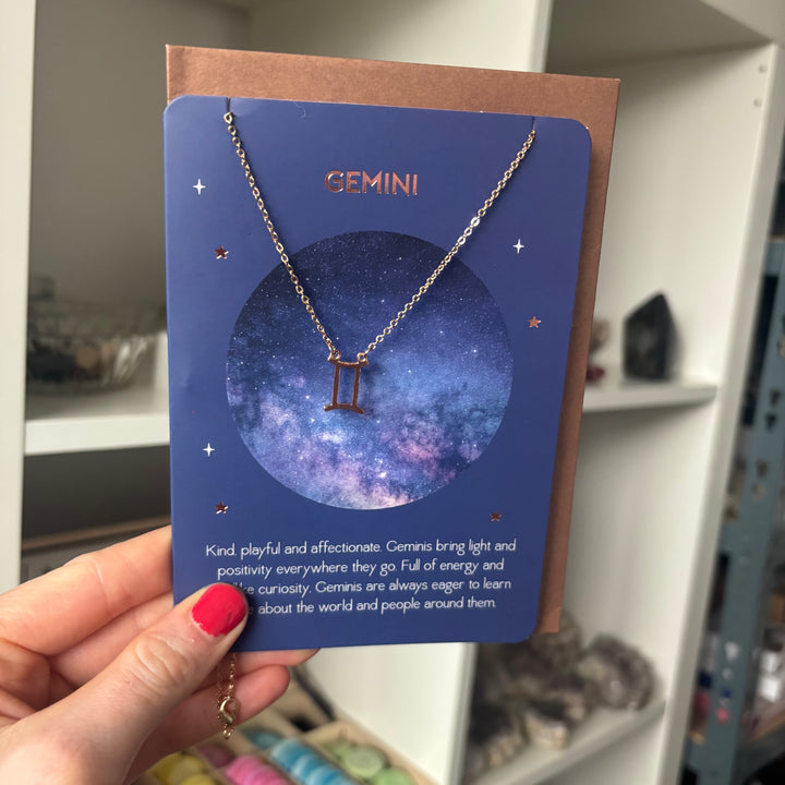 Gemini Zodiac Necklaces | with greeting Card