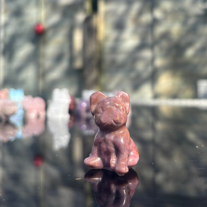 Rhodonite Bull Dog Crystal Carving