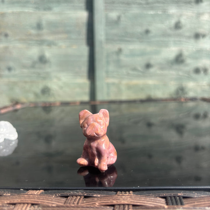 Rhodonite Bull Dog Crystal Carving