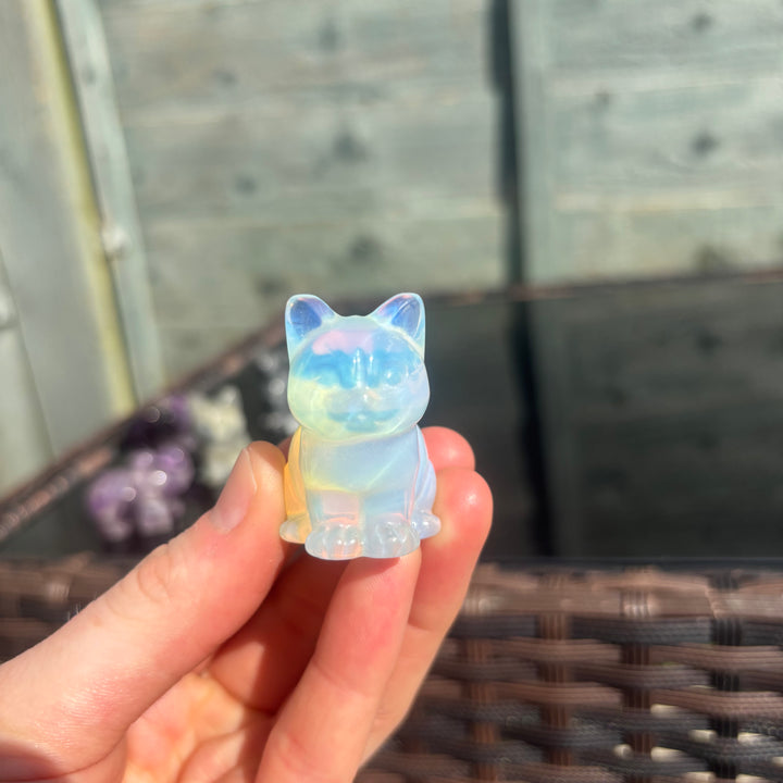 Opalite Cat Crystal Carving