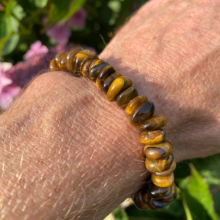 Tiger Eye Large Chipped Crystal Bracelet | Bold Protective Confidence
