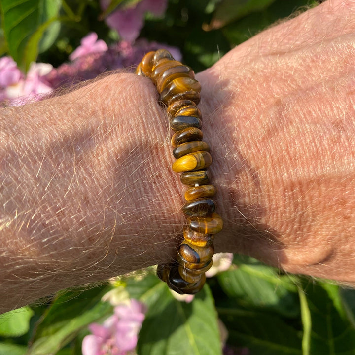Tiger Eye Large Chipped Crystal Bracelet | Bold Protective Confidence