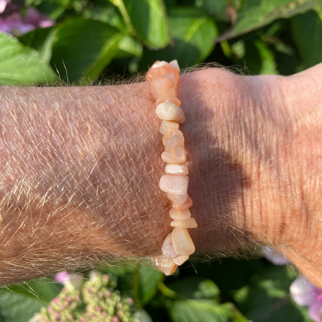 Peach Moonstone Crystal Chip Bracelet | Calming &amp; Healing