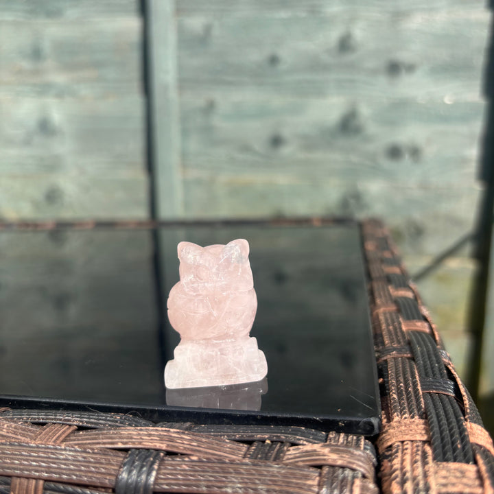 Rose Quartz Owl Crystal Carving
