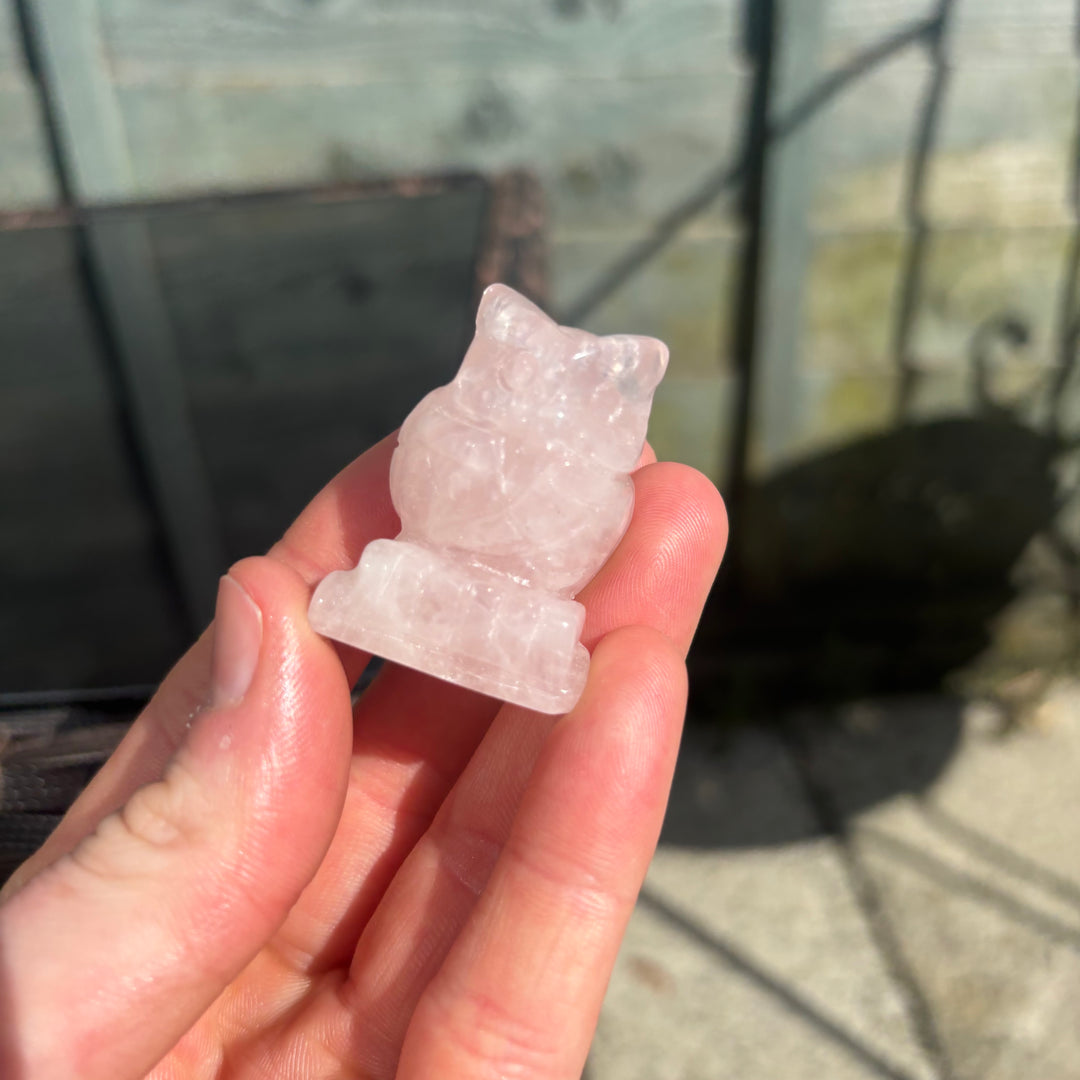 Rose Quartz Owl Crystal Carving