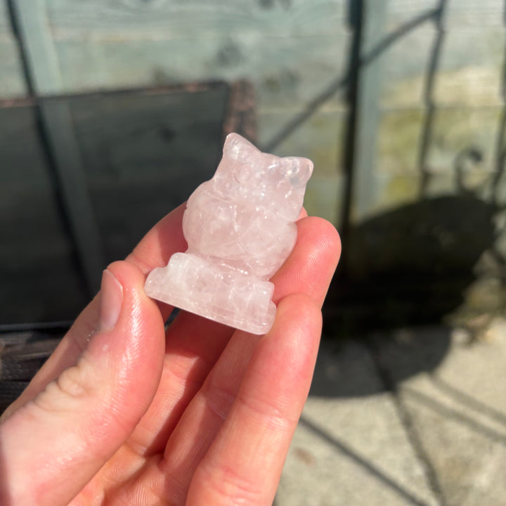 Rose Quartz Owl Crystal Carving