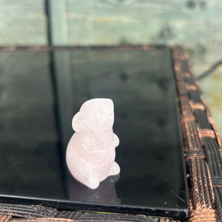 Rose Quartz Mouse Crystal Carving