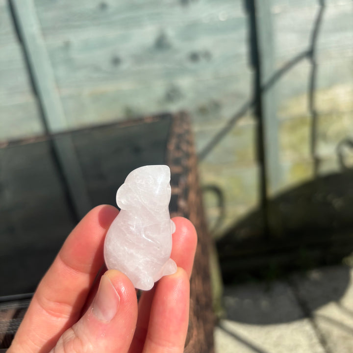 Rose Quartz Mouse Crystal Carving