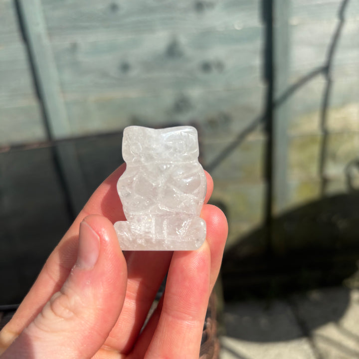 Clear Quartz Owl Crystal Carving