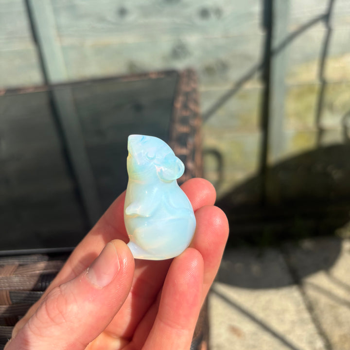 Opalite Mouse Crystal Carving