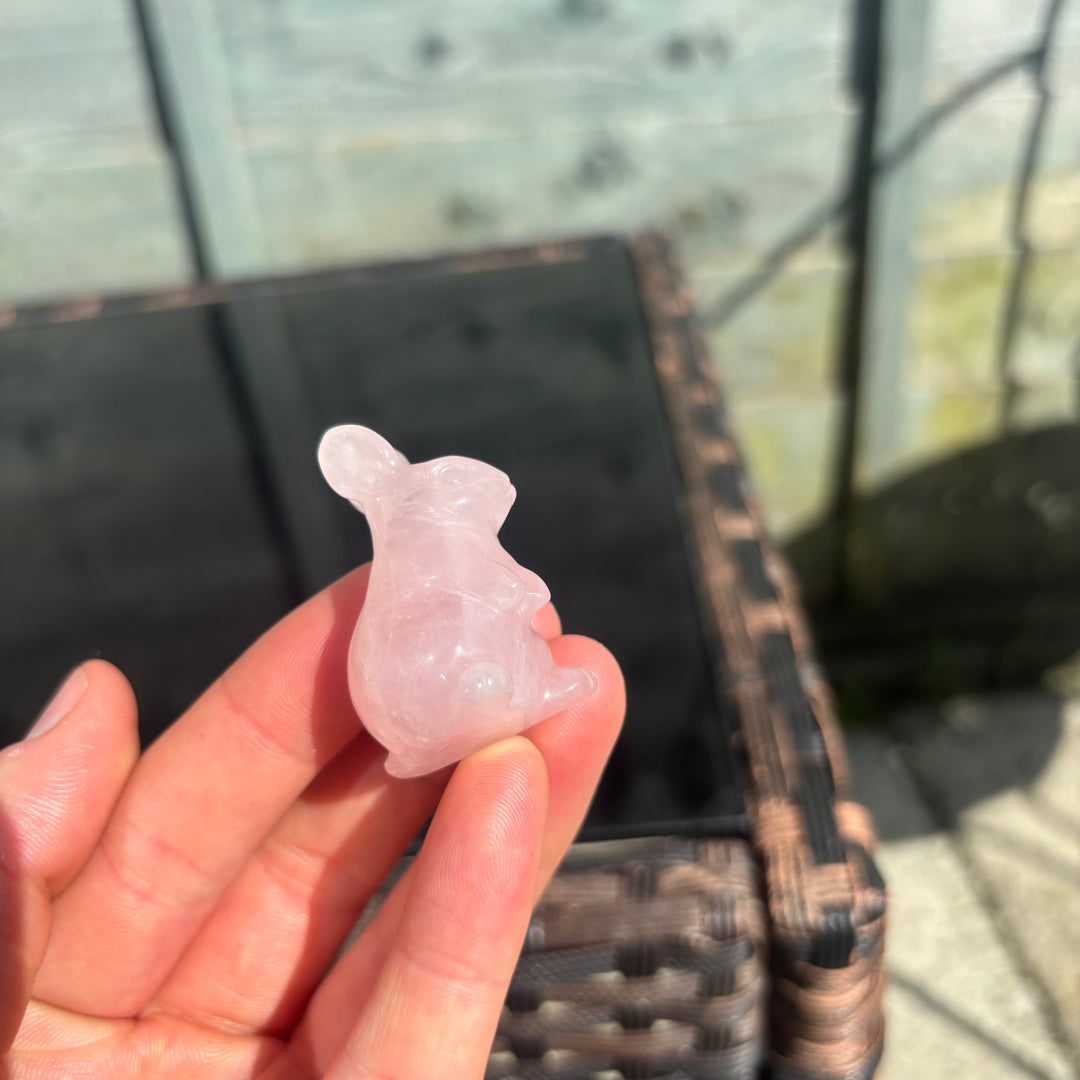 Rose Quartz Rabbit Crystal Carving