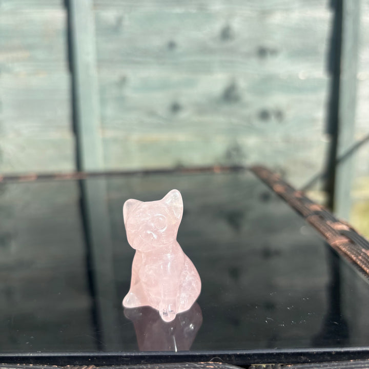 Rose Quartz Bull Dog Crystal Carving