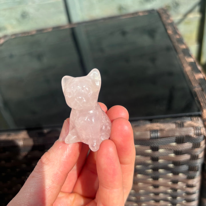 Rose Quartz Bull Dog Crystal Carving