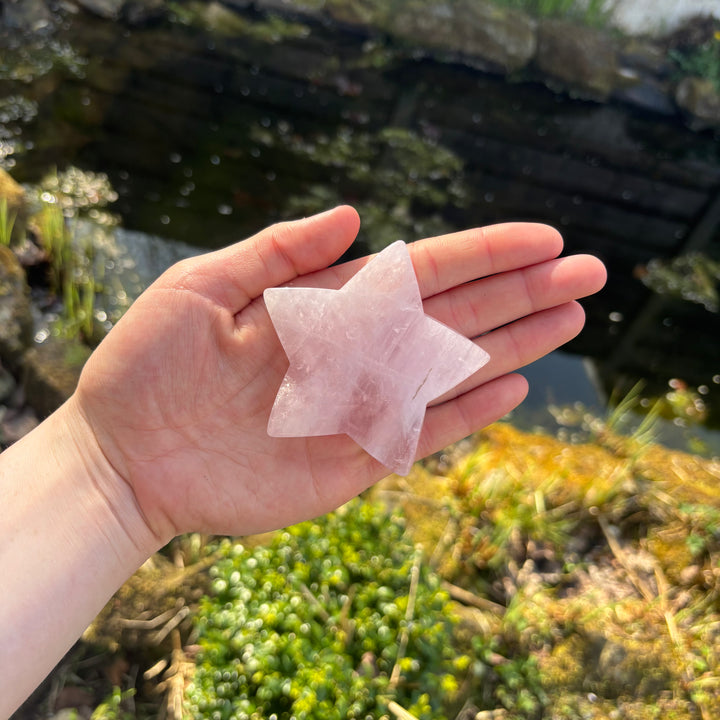 Rose Quartz Large Star Carving