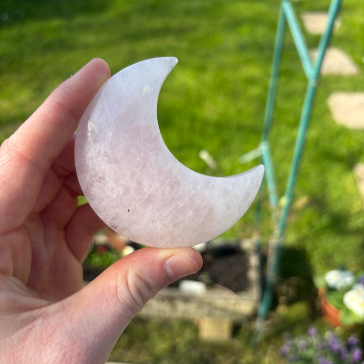 Rose Quartz Large Moon Crystal Carving