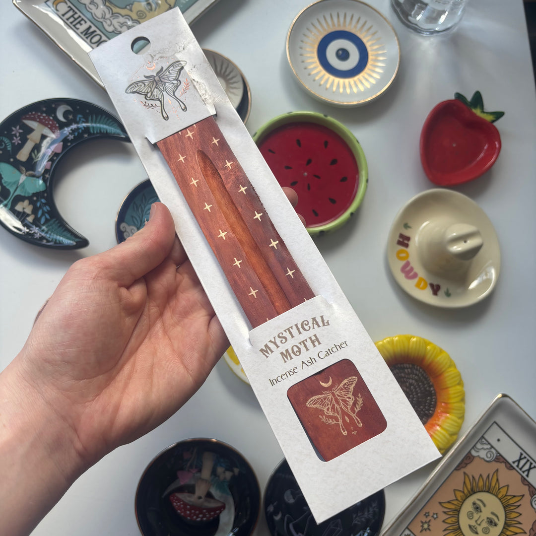 Mystical Moth Wooden Incense Stick Holder