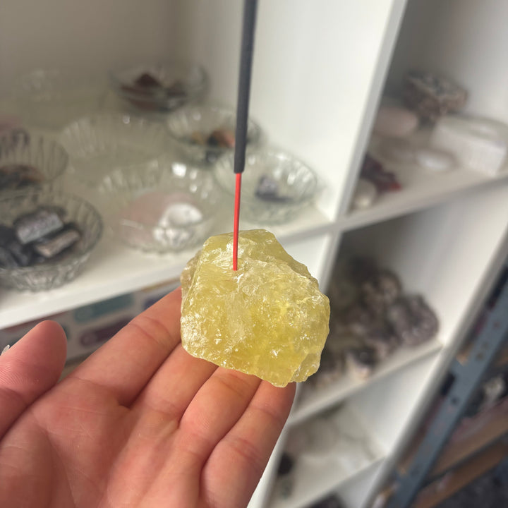 Raw Citrine Incense Stick Holder