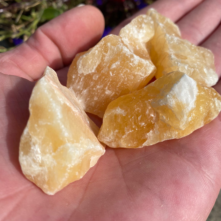 Raw Orange Calcite – Small Energising Crystal Pieces