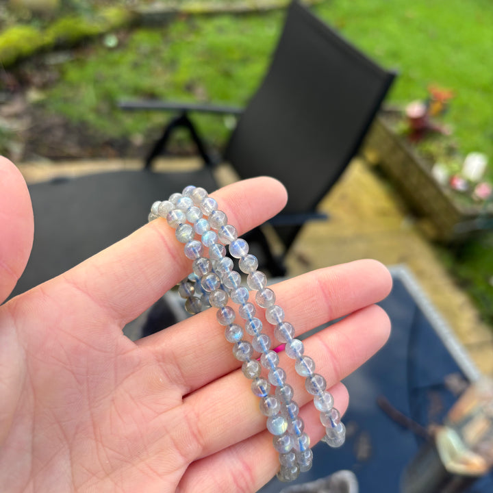 Labradorite 5mm Round Beaded Crystal Bracelet