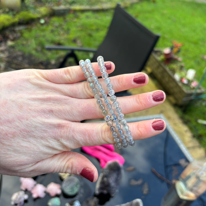 Labradorite 5mm Round Beaded Crystal Bracelet