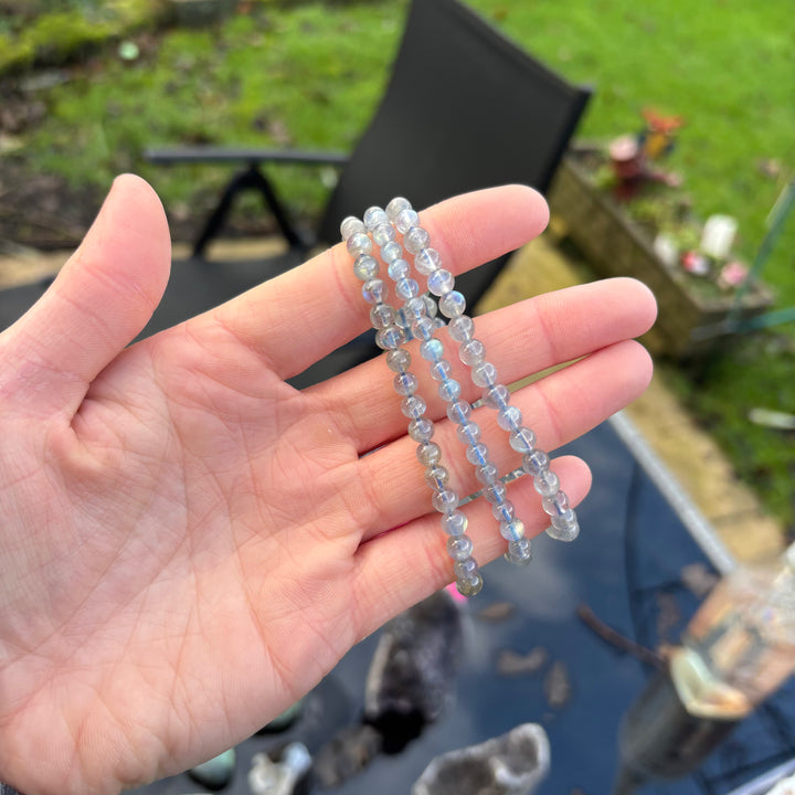 Labradorite 5mm Round Beaded Crystal Bracelet