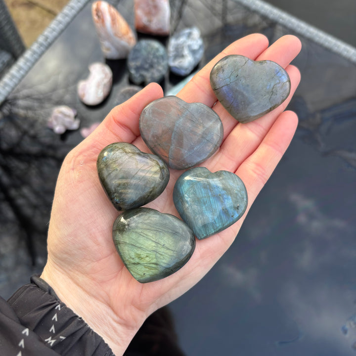 Labradorite Love Heart Carving