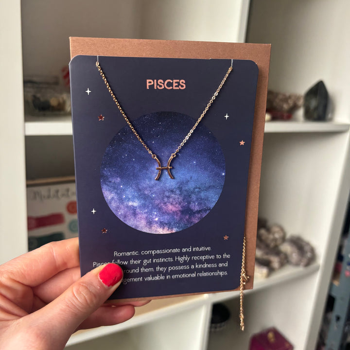 Pieces Zodiac Necklaces | with greeting Card