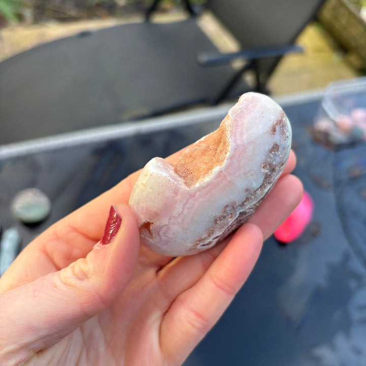 Pink Aragonite Palm Stone