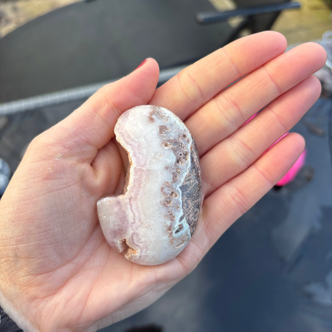 Pink Aragonite Palm Stone