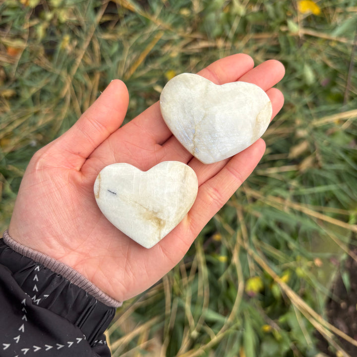 Rainbow Moonstone Love Heart Crystal Carving