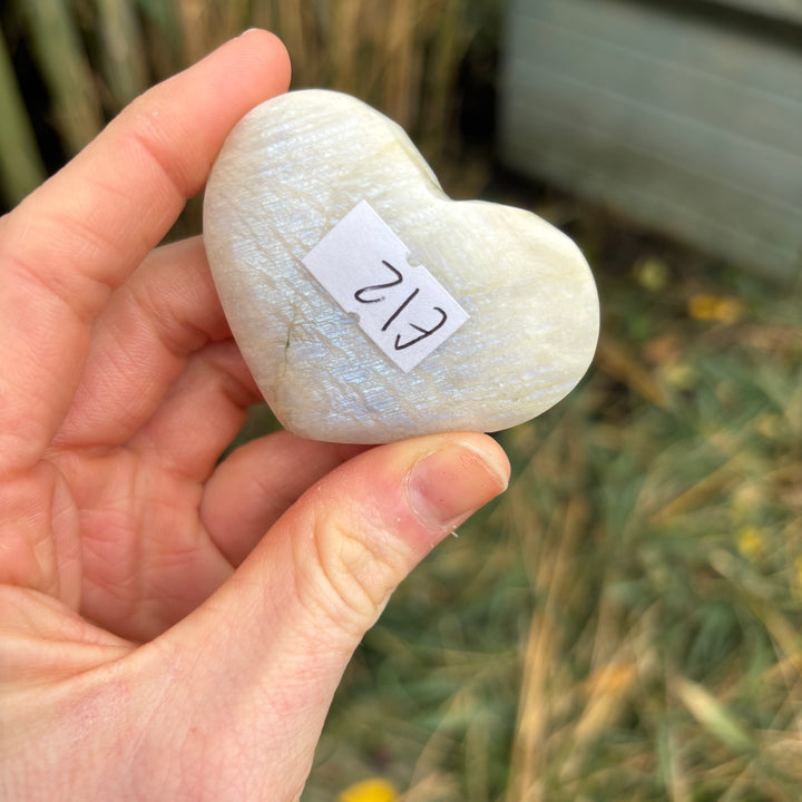 Rainbow Moonstone Love Heart Crystal Carving