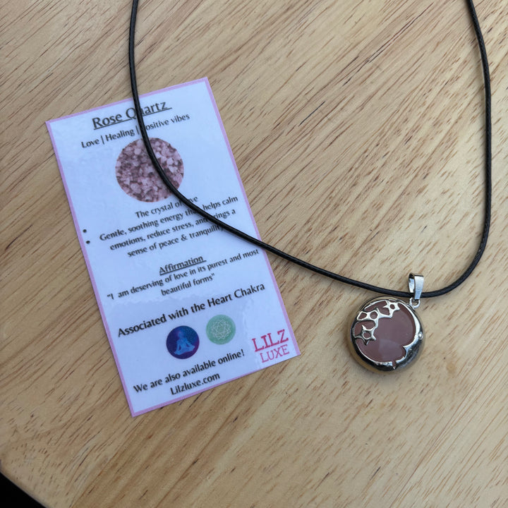 Rose Quartz Moon Face Necklace