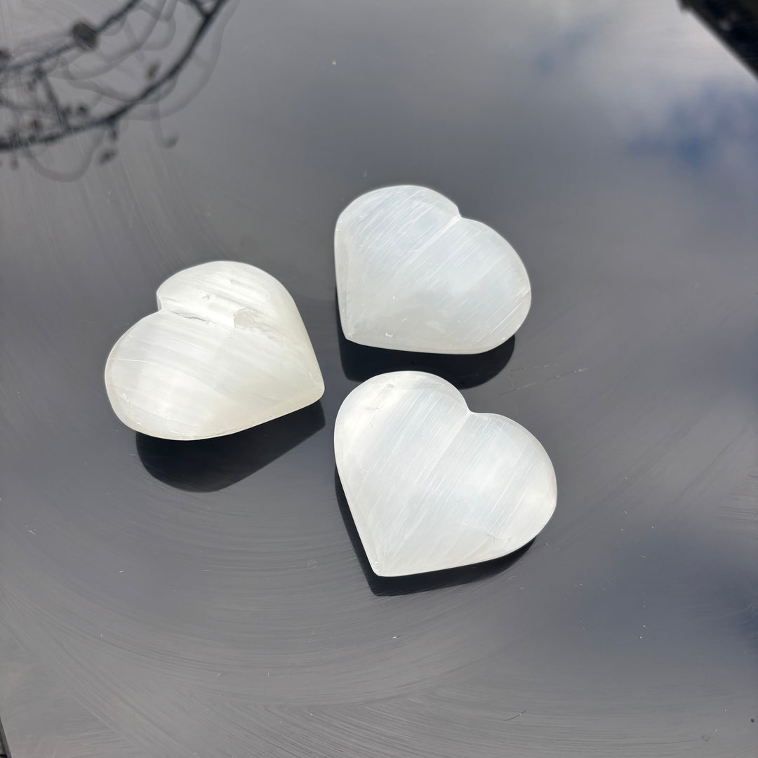 Selenite Puff Heart