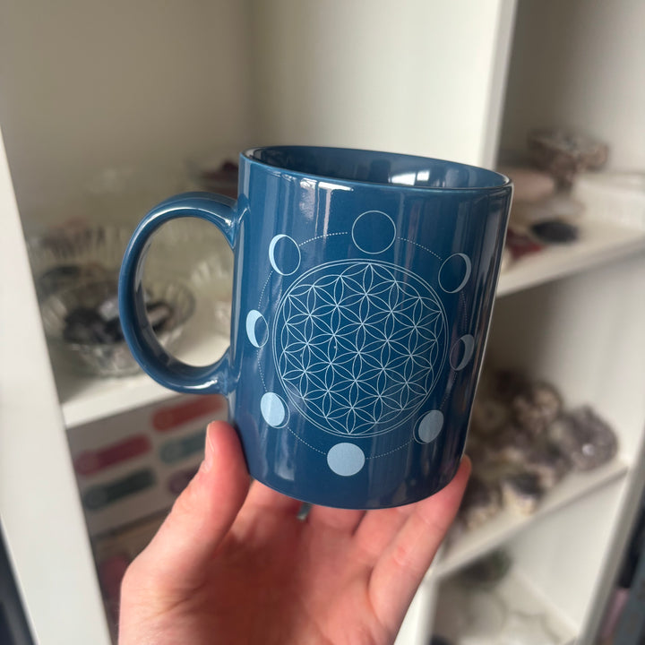 The Moon Phase Flower of Life Mug