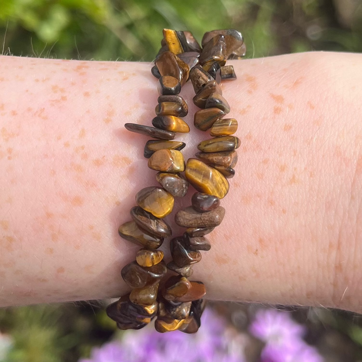 Two double-strand bracelets made of polished tiger&