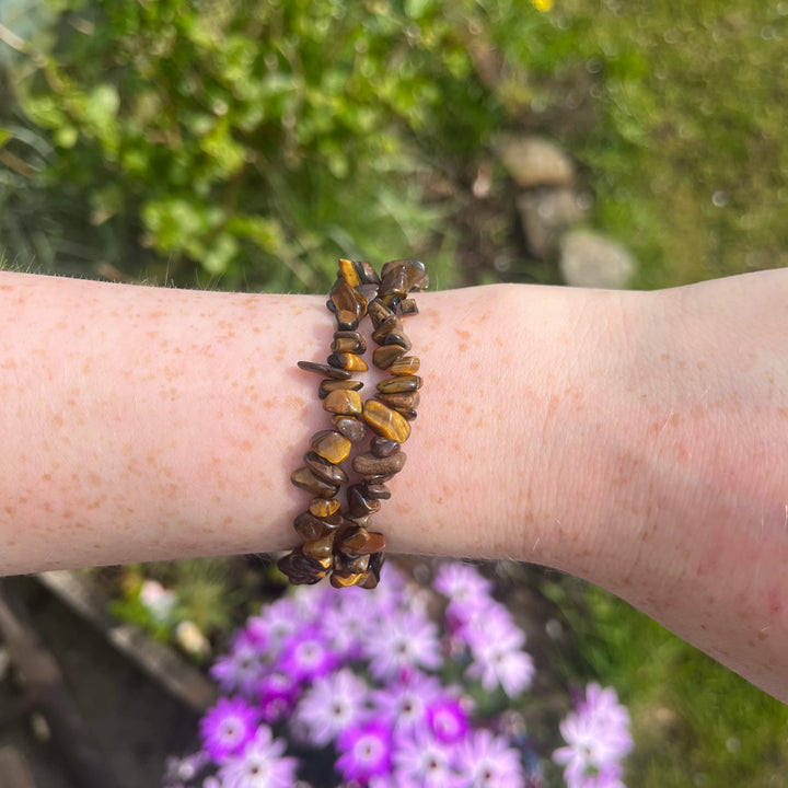Two double-strand bracelets made of polished tiger&