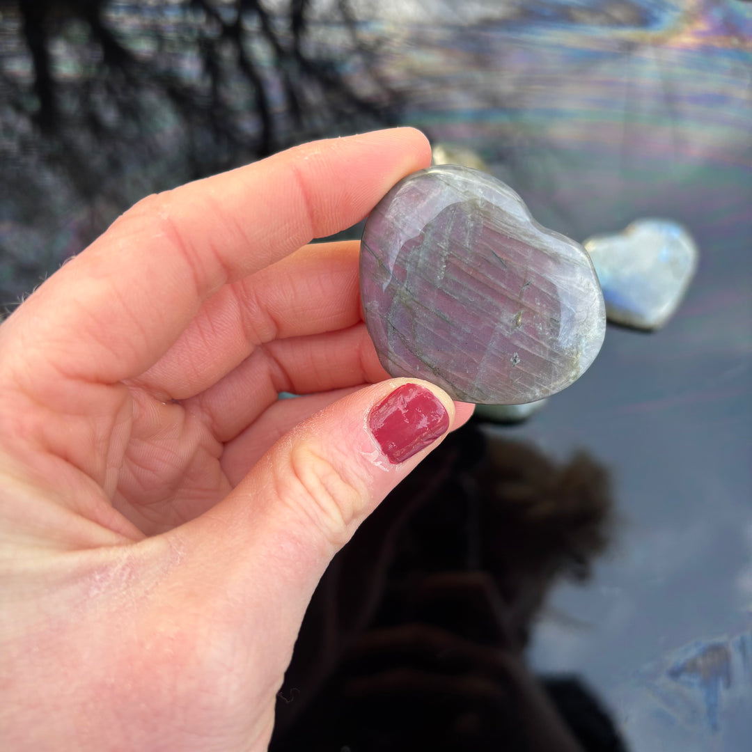 Labradorite Love Heart Carving