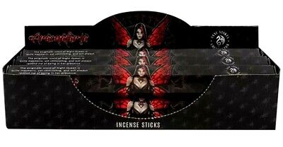 Packaging of 'Aracnafaria - Incense sticks' featuring a black background with red and white butterfly graphics and text.