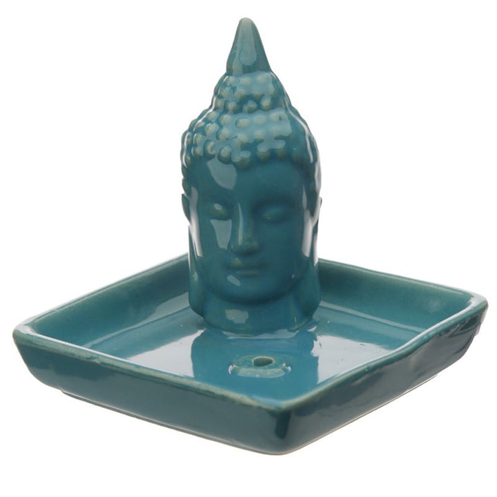 Blue Buddha, Incense Stick, Cone and Crystal Dish