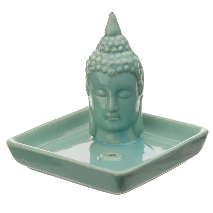 Turquoise Buddha, Incense Stick, Cone and Crystal Dish