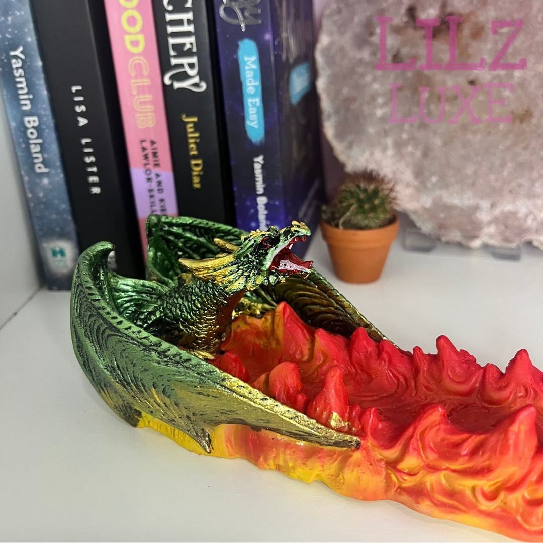 Dragon Volcano Incense Stick Burner - Green