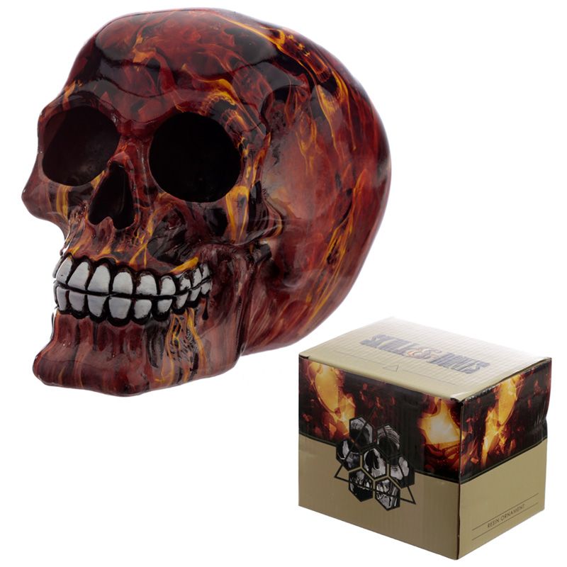 Marble Flame Effect Skull Ornament