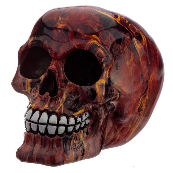 Marble Flame Effect Skull Ornament