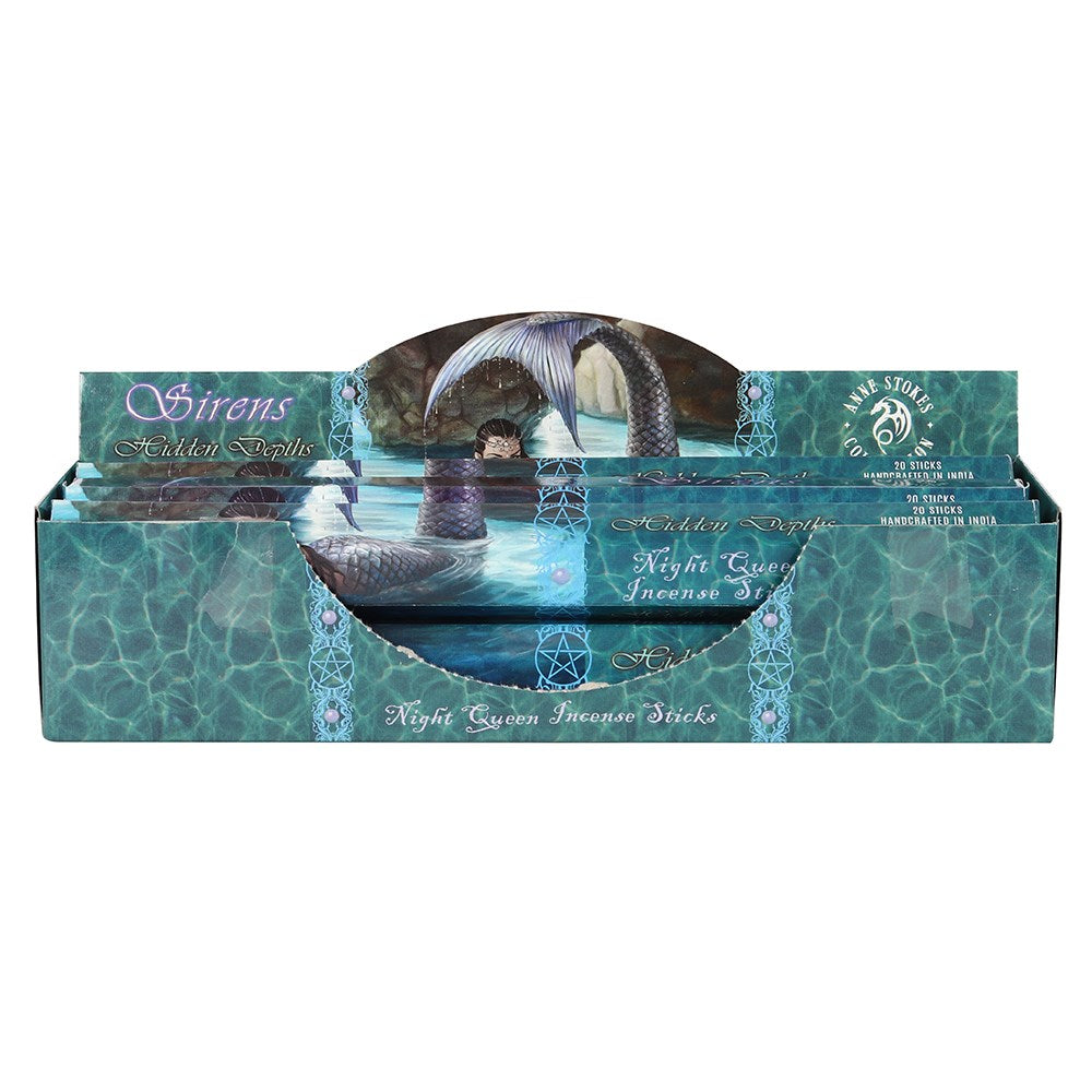 A teal retail display box of Elements Night Queen incense sticks.