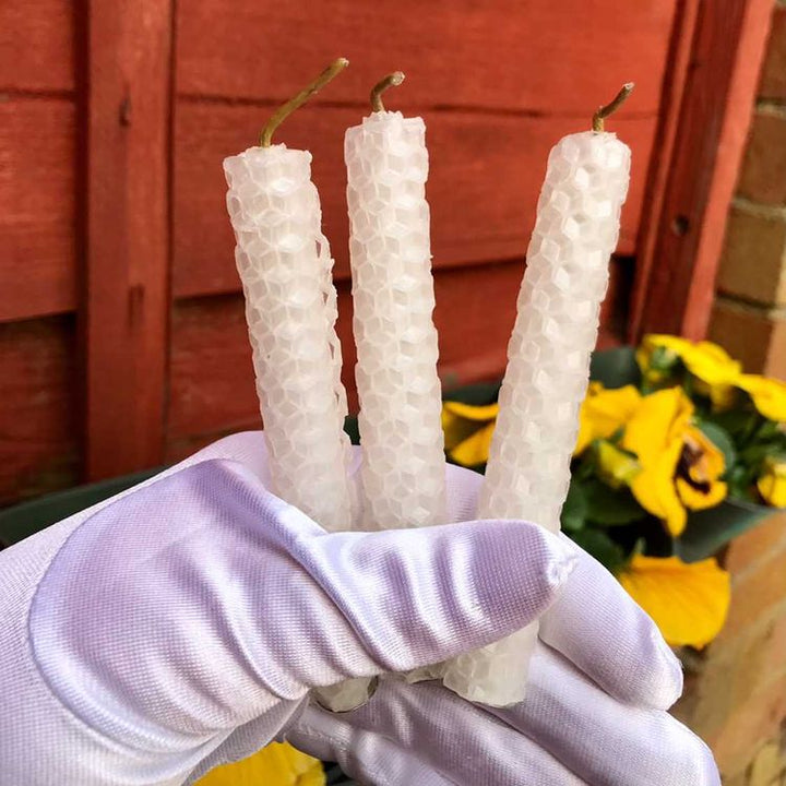 White Happiness Beeswax Spell Candles - 3 Pack