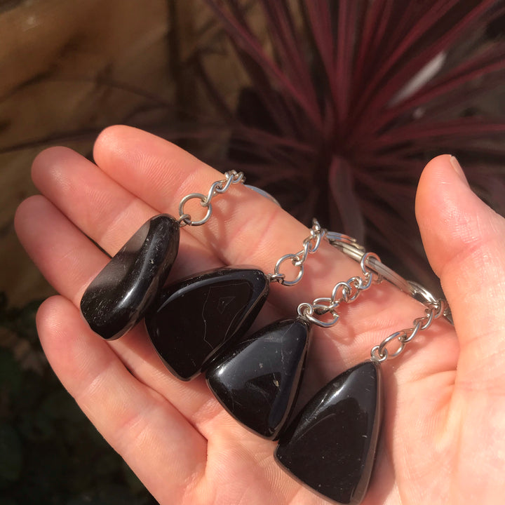 Black Onyx Crystal Keyring
