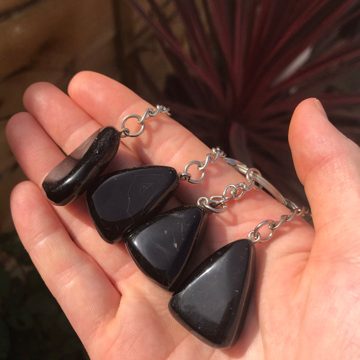 Black Onyx Crystal Keyring